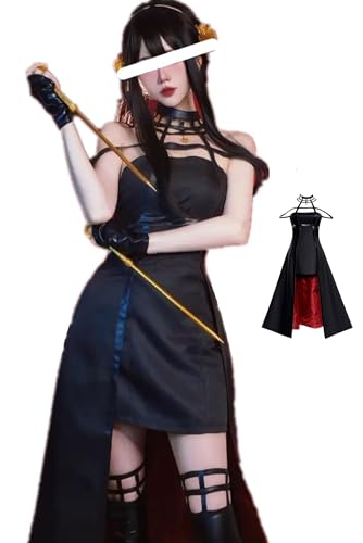 Ovepo Anime Anya Forger Yor Forger Loid Forger Cosplay Costume Dresses Halloween Uniform Womens men - Small - Yor Forger