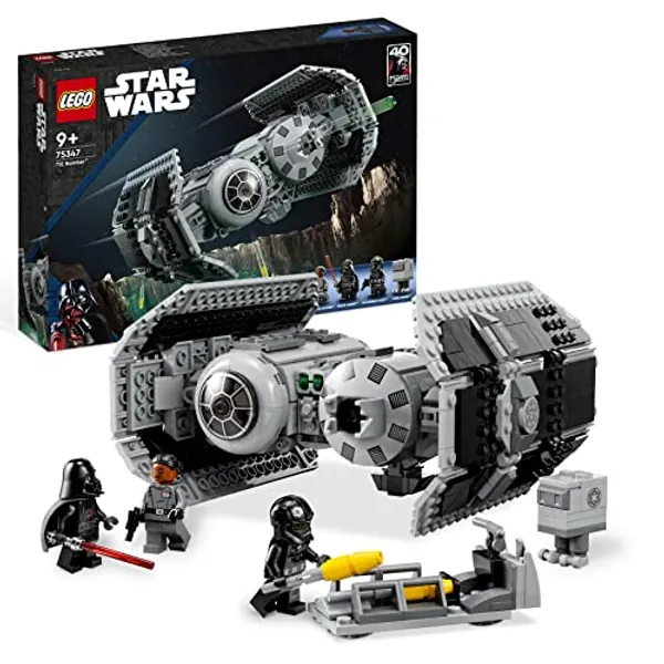 LEGO Star Wars TIE Bombe Modellbausatz mit Darth Vader Minifigur mit Lichtschwert und Gonk-Droide, baubares Spielzeug mit Starfighter, Geschenk für Jungen und Mädchen 75347