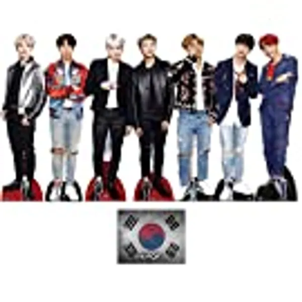 Bangtan Boys with V, Suga, Jin, Jungkook, RM, Jimin and J-Hope Set of 7 Lifesize and Mini Cardboard Cutout Fan Pack, Includes 8x10 Star Photo