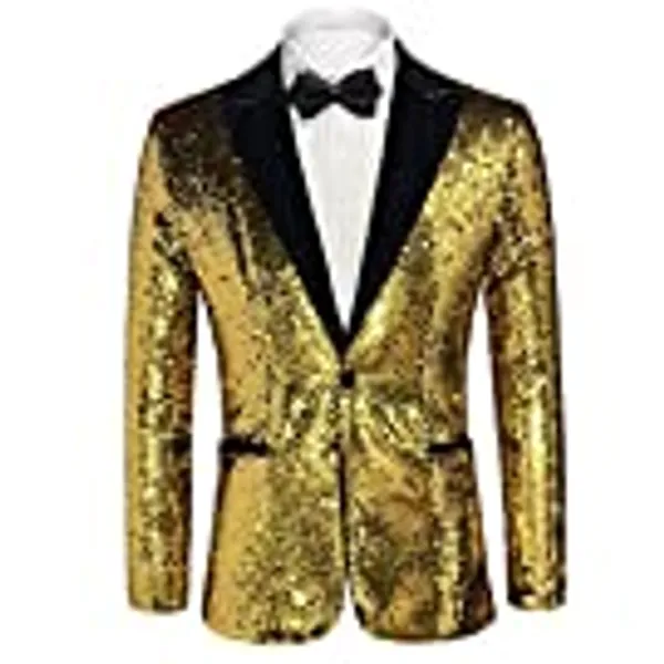 Apocrypha Men Sequins Floral Blazer Suit Jacket Dinner Prom Nightclub Wedding