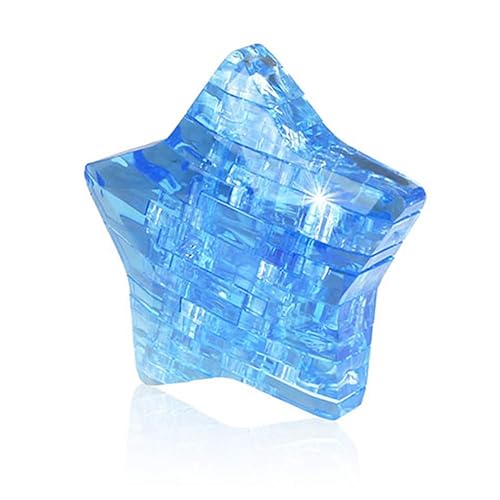 DIY 3D Crystal Puzzle Star Assembly Model Desk Decor Brain Teaser Children Toy,Perfect Child Intellectual Toy Gift Set Blue