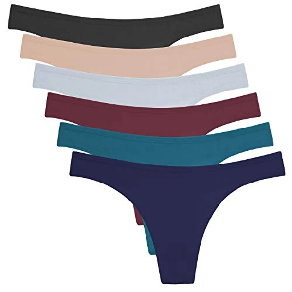 ANZERMIX Women's Breathable Cotton Thong Panties Pack of 6