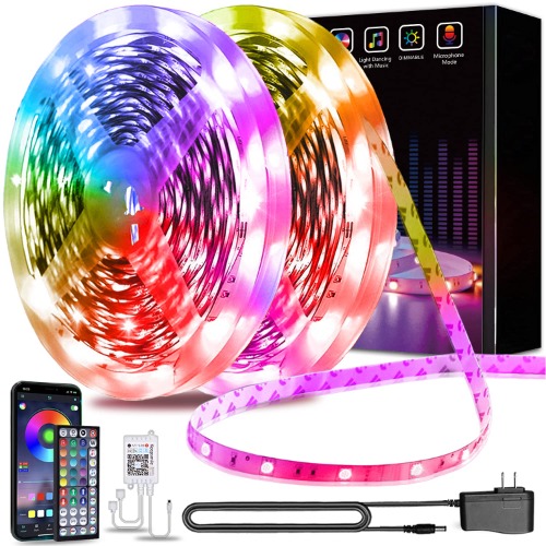 130ft Led Lights Keepsmile Bluetooth APP Control Music Sync Color Changing Led Strip Lights with Remote Led Lights for Bedroom Room Home Decoration