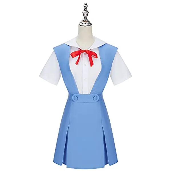 Weixu Asuka Langley Soryu Rei Ayanami Cosplay Costume Senior High School Uniform Blue Halloween