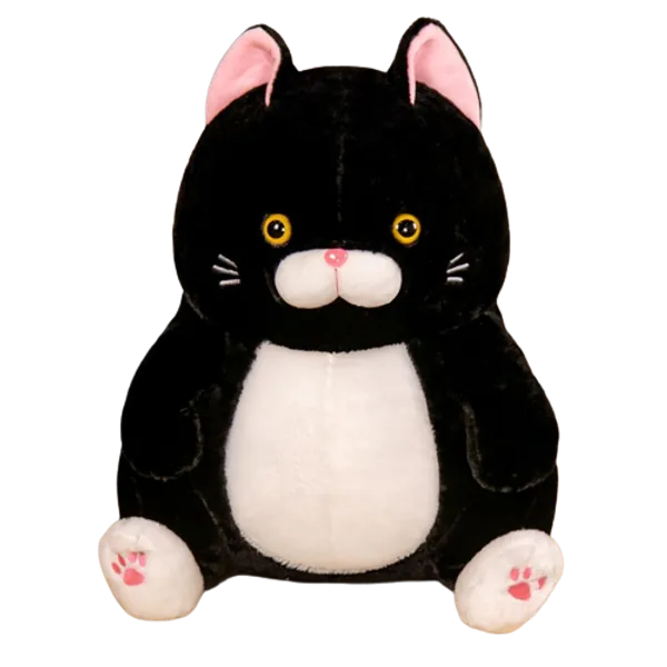 Chubby Cat Crew Plushies (3 Colors, 3 Sizes) - Black / 11" / 28cm