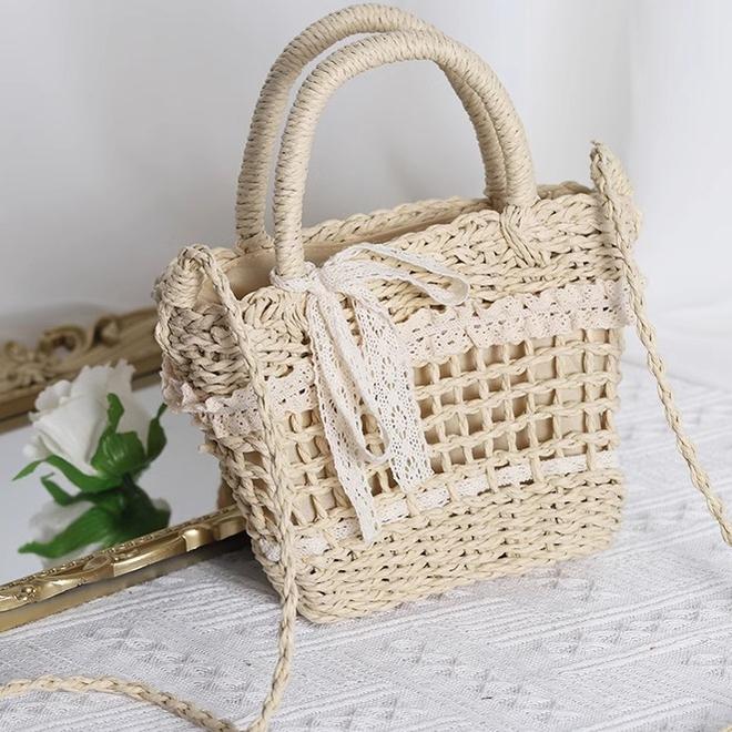 Mori Kei Bag Cottagecore Woven Bag Paper Straw Handbag | Beige