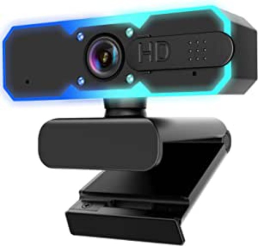 1080P 60FPS Streaming Webcam, Streaming Camera with Microphone and Fill Light,Autofocus,Work with Zoom/YouTube/Winsdows/Mac OS/Laptop/MacBook/PC