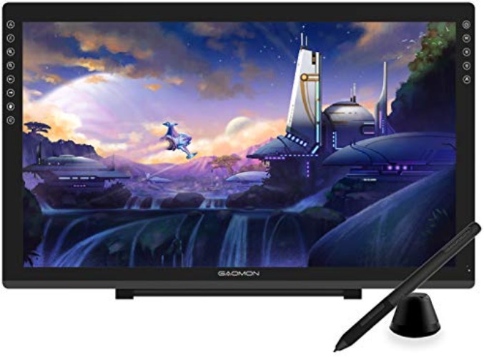 Drawing Tablet with Screen GAOMON PD2200 Full-Laminated Drawing Monitor with Battery-Free Stylus, Tilt Support, 130% s RGB, 8 Touch Buttons, 21.5-inch Graphics Tablet with Stand for Mac, Windows PC - 21.5 inch - stand included