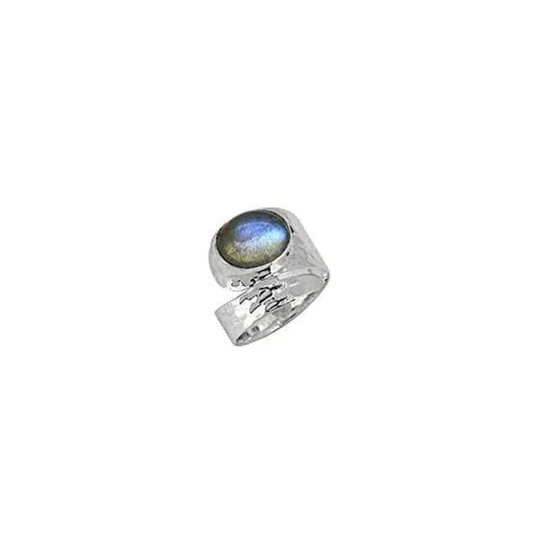 
                            YoTreasure 10x12MM Labradorite Bypass Ring Hammered 925 Sterling Silver Jewelry
                        