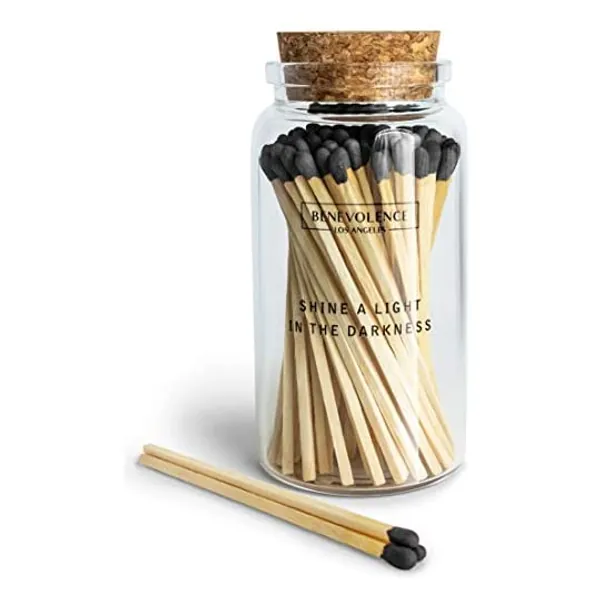 
                            Decorative Matches, Premium Wooden Matches | Artisan Long Matches for Candles, Colored Safety Matches for Lighting Candles with Match Striker On The Bottle (Midnight Black)
                        