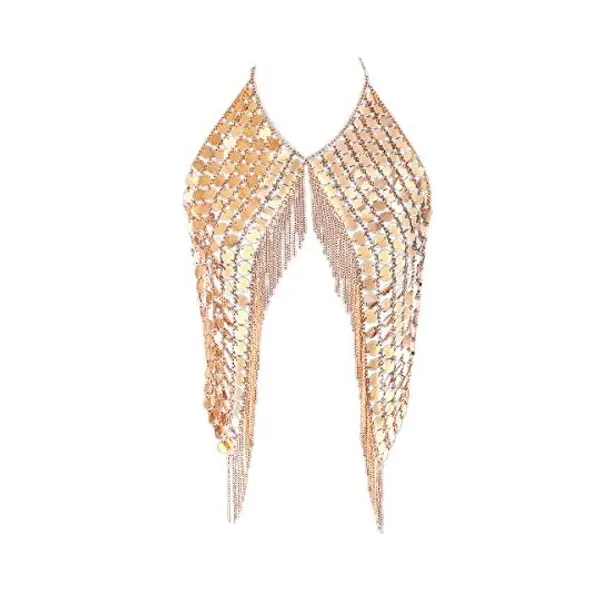 
                            DOTASI Women's Sexy Halter Backless Tank Top Bra Body Chain Necklace Tassels Party
                        