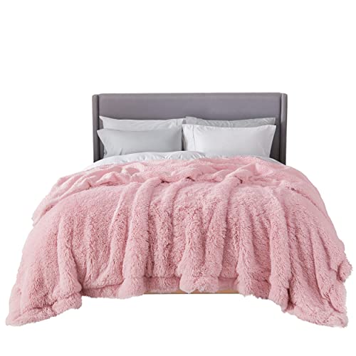 Bedsure Faux Fur Blankets Queen Size Pink – Fuzzy, Fluffy, and Shaggy Faux Fur, Soft and Thick Sherpa, Tie-dye Decorative Gift, Queen Blankets for Bed, 90x90 Inches, 380 GSM - Pink - Queen (90" x 90")