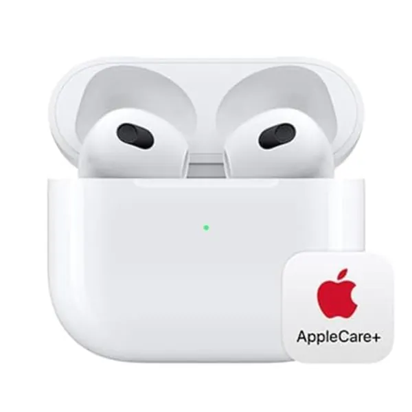 Apple AirPods (3rd Generation) Wireless Ear Buds, Bluetooth Headphones, Spatial Audio, Water Resistant, Lightning Charging Case Included, Up to 30 Hours of Battery Life with AppleCare+ (2 Years)