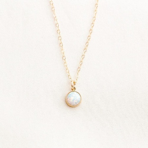 Round Opal Necklace | Gold Filled