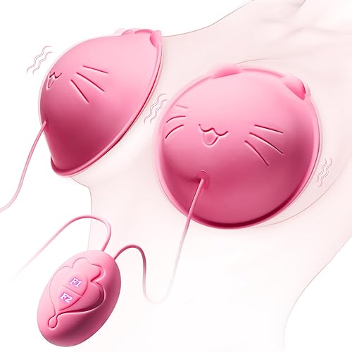 Nipple Toy Vibrator, Vibrating Nipple Clamps Sucking Stimulator Massager with 10 Powerful Vibration，Rechargeable Adult Sex Toys for Women Couples Pleasure Pink