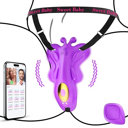 Thong Panty Wearable Vibrator Adult Sex Toys for Women, APP & Remote Control Clitoris Stimulator Novelties Adult Toys with 9 Vibration Modes, Mini Discreet Butterfly Vibrator for Women and Couples - Purple