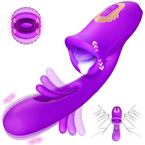 G Spot Vibrator Adult Sex Toys for Women, Tongue Rose Sex Toy Dildo Vibrators Clitoral Stimulator with 10 Licking Sucking 10 Vibration Modes Flapping Clitoral Stimulator Anal Sex toys Couples Sex Toys - Purple