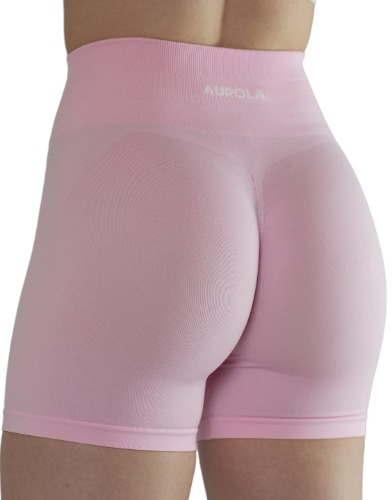 AUROLA Intensify Workout Shorts for Women Seamless Scrunch Short Gym Yoga Running Sport Active Exercise Fitness Shorts - Medium - Sweet Pink