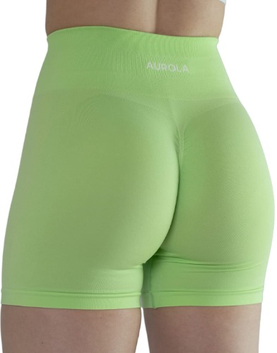 AUROLA Intensify Workout Shorts for Women Seamless Scrunch Short Gym Yoga Running Sport Active Exercise Fitness Shorts - Medium - Tender Green