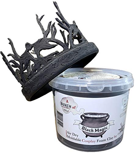 Moldable Cosplay Foam Clay (Black) by The Foamory - High Density - 900g - Air Dries Like EVA Foam, Light Weight, Sands and Paints Easily, Non-Toxic - 900g - Black