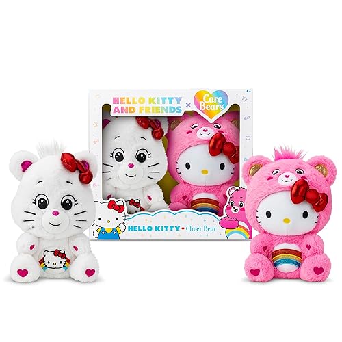 Care Bears Hello Kitty Loves Cheer Bear 10" Collectible Plush 2-Pack - Soft, Huggable Material!