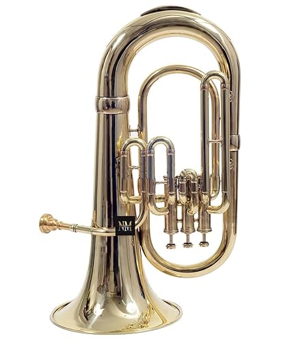 Brass Bb Flat Musical Instrument Euphonium 3 Valve With Free Hard Case Mouthpiece (Brass) - Brass