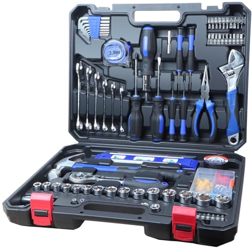 jar-owl Home Tool Kit Tool Set 146 Pieces Metric Household Hand Tool Kit，Auto Repair Tool Set with Portable Toolbox for Homeowner, Diyer, Handyman