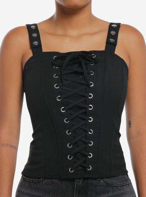 Social Collision Black Lace-Up Girls Corset Top | Hot Topic