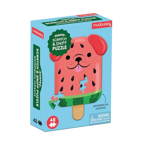 Mudpuppy Watermelon Pupsicle 48 Piece Scratch and Sniff Shaped Mini Puzzle - Watermelon Pupsicle