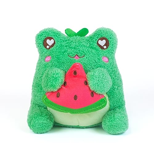 Cuddle Barn PlushGoals - Apple Munch Wawa The Froggie Soft Lime Green Scented Stuffed Animal Kawaii Frog Plush Toy, 6 inches - Watermelon Munch Wawa