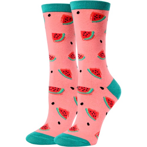 HAPPYPOP Women's Funny Pineapple Socks IVF Pickle Strawberry Socks,Pineapple IVF Pickle Gifts, Fruit Socks - Watermelon
