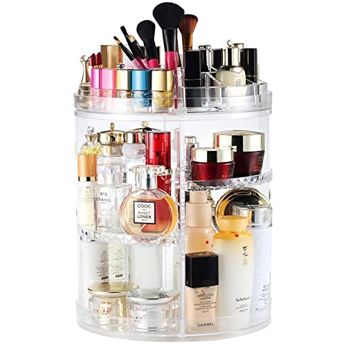 Boxalls Makeup Organiser Rotating -Plus Size, 8 Layer Large Capacity 360 Degree Cosmetics Organiser, Spinning Stand, Clear Skincare Makeup Carousel
