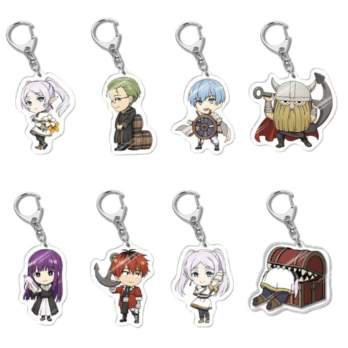 JCvCX 8pcs Sousou no Frieren Keychains Frieren Keychain Fern Key Ring Car Key Chain Key Tag Frieren Cosplay Acrylic Keychains