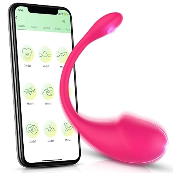 Vibrator mit APP und Bluetooth für sie Klitoris G-Punkt, Tragbarer Anal Dildo, Kugelvibratoren 9 Vibrationsmodi aus Silikon, Amoochoo Liebeskugeln Sexspielzeug mit der Fernsteuerung für Paare