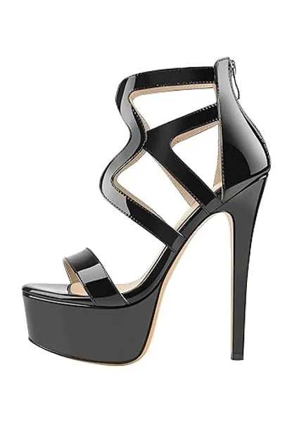 Only maker Damen Plateau Sandalen Riemchensandaletten Stiletto Absatz High Heels