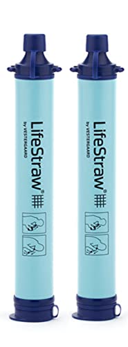 LifeStraw Personal Water Filter for Hiking, Camping, Travel, and Emergency Preparedness - Blue - 2 Pack