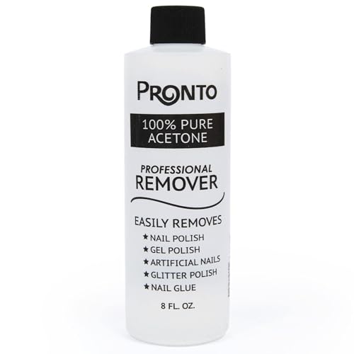 Pronto 100% Pure Acetone - Quick, Professional Nail Polish Remover - For Natural, Gel, Acrylic, Sculptured Nails (8 FL. OZ.) - 8 Fl Oz (Pack of 1)