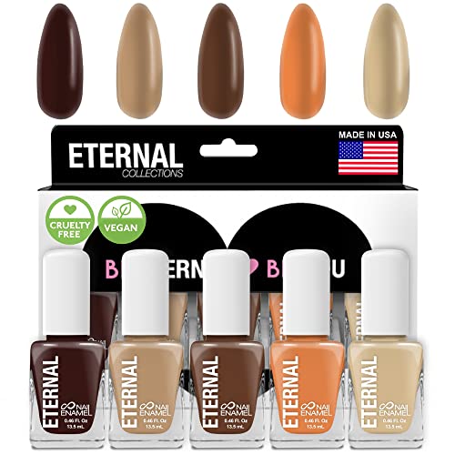 Eternal Nude Nail Polish Set for Women (NUDE OBSESSION) - Brown Nail Polish Set for Girls | Quick Dry & Long Lasting Nail Polish Kit for Home DIY Manicure & Pedicure | Made in USA, 13.5mL (Set of 5) - Nude Obession