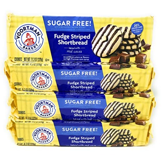 Voortman Fudge Striped Shortbread Sugar Free Cookies (Pack of 4)