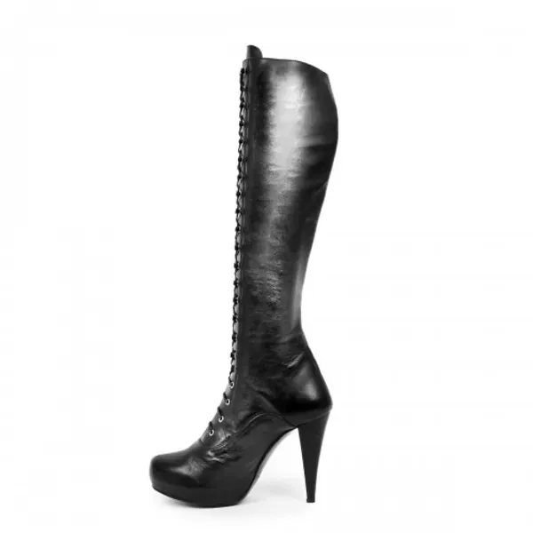 Kneehigh boots high heel platform hook lacing standard size