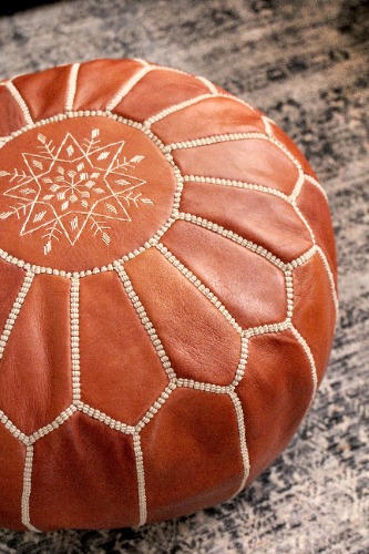 Traditional Moroccan Leather Pouf - New Fill  $250