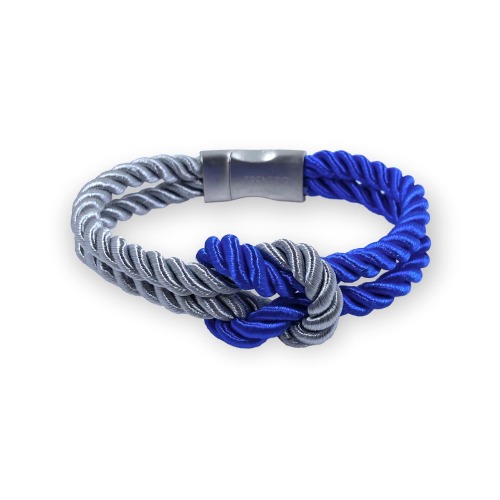 The Original Love Knot Satin Rope Bracelet- Blue and Grey - Blue and Grey