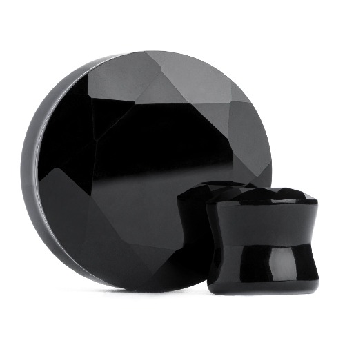 Black Faceted Glass Plug / Gauge | 16mm - 5/8"