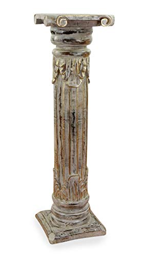 Livasia Colonne en Bois | Colonne décorative en Bois d'Albizia | Tabouret Plante | Support pour Plante | Décoration Asiatique | Fabrication Artisanale (blanchir) - Blanchir