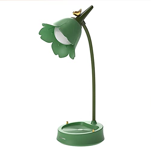 magical JD LED Desk Lamp Cordless Table Light Adjustable Gooseneck Dimmable Touch Rechargeable Battery Eye-Caring Night Light for Kids,Mini Cute Lamp for College Dorm Bedroom Reading (Green) - Green