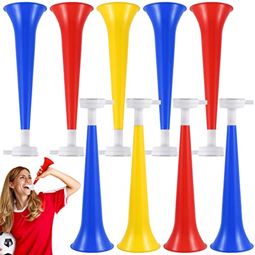 Didiseaon 10PCS Plastic Vuvuzela Stadium Horn Soccer Horn for Sports Games Football Soccer Ball Fan Party Favors Gifts (The product is shipped with random color)
