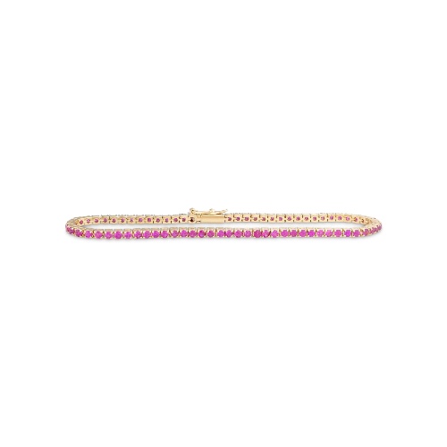 Hot Pink Sapphire Tennis Bracelet - 14K Yellow Gold / 7.5"