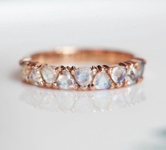 Dora Trillion Moonstone Ring by Capucinne Blue - Rose Gold Vermeil / 7 1/4