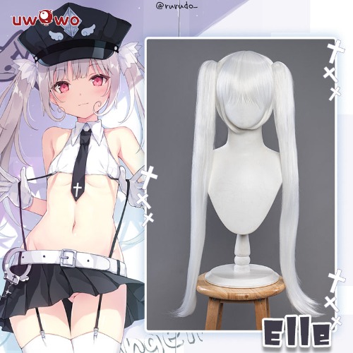 Uwowo Rurudo Action Figure Style Elle Angel Police Cosplay Wig White 30CM+85CM Ponytail
