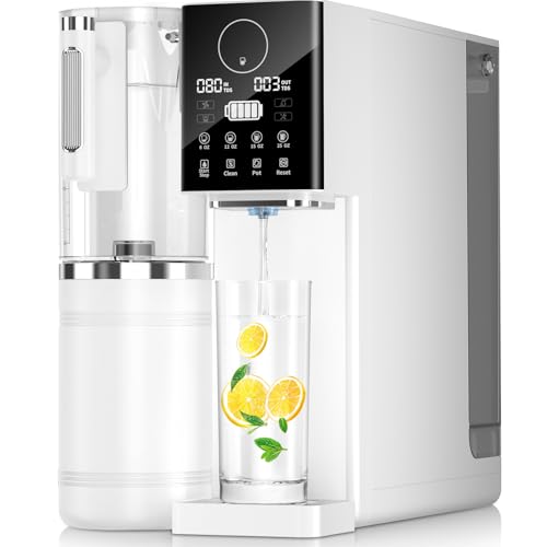 Reverse Osmosis Water Filter Countertop, 8-Stage RO Filtration System, Portable Water Purifier for Kitchen, Office, RV, No Installation, White - White